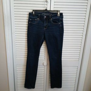 American Eagle Outfitters Womens Straight Jeans Size 4 Stretch Dark Wash
